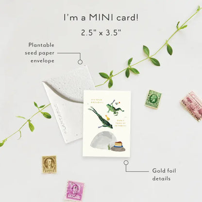 Party Frogs Sprout Mini Greeting Card