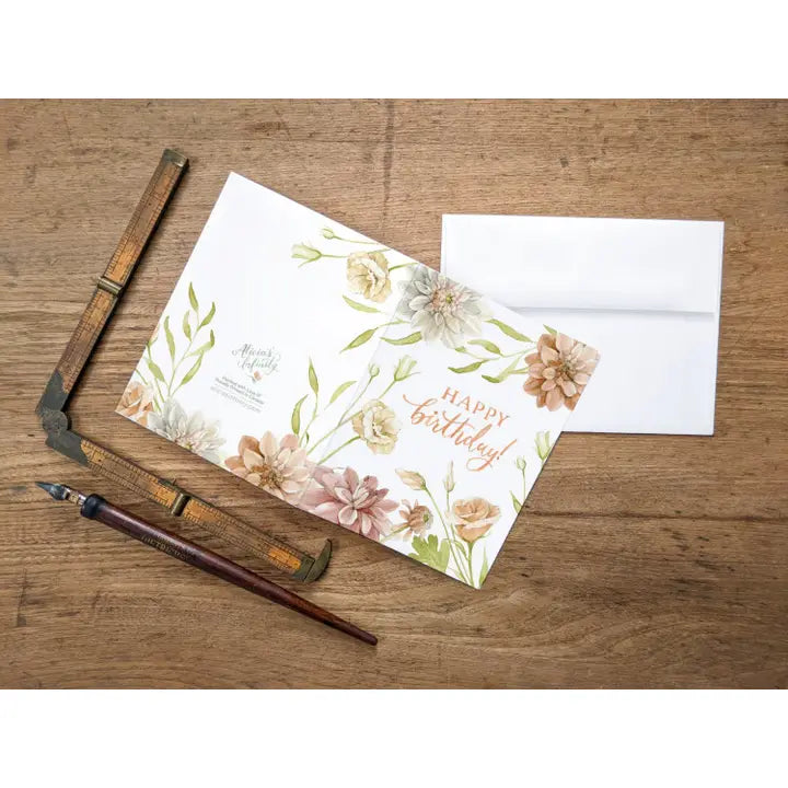 Peach Floral Birthday Greeting Card