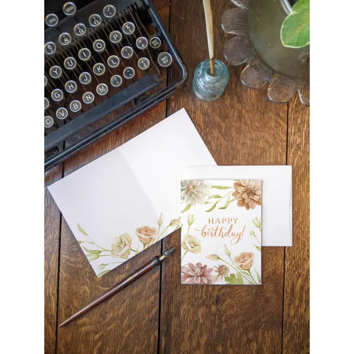 Peach Floral Birthday Greeting Card