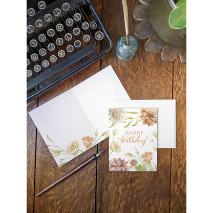 Peach Floral Birthday Greeting Card