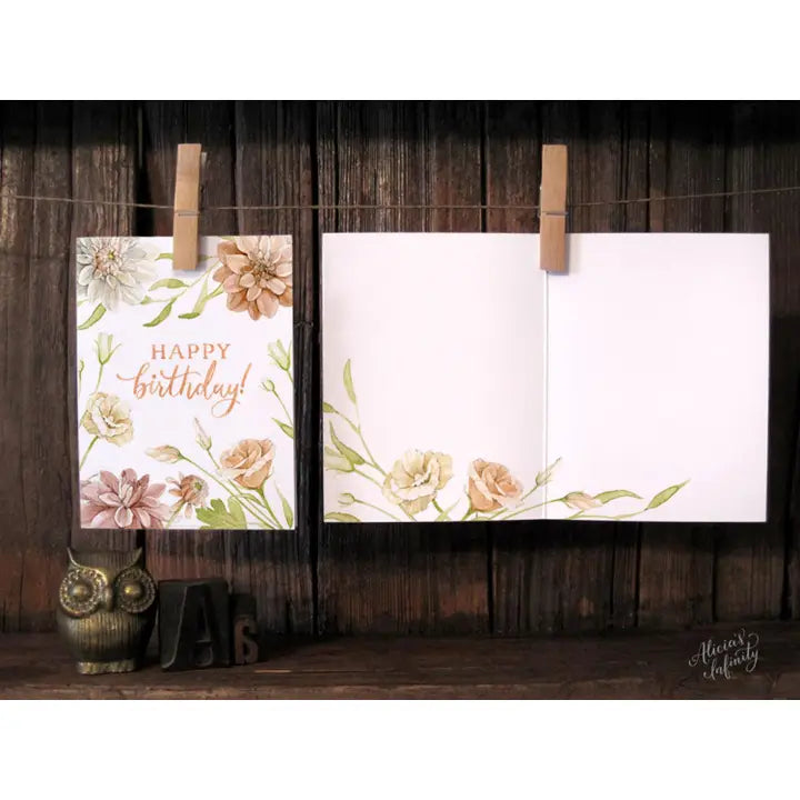 Peach Floral Birthday Greeting Card