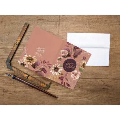 Plum Floral Birthday Greeting Card