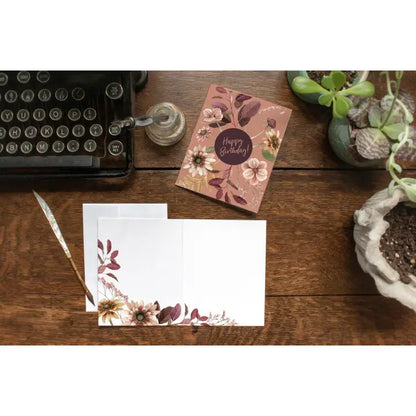 Plum Floral Birthday Greeting Card