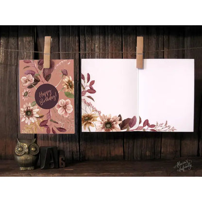 Plum Floral Birthday Greeting Card