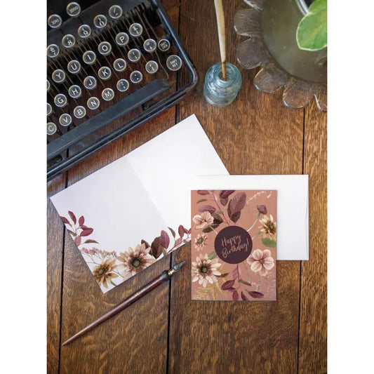 Plum Floral Birthday Greeting Card