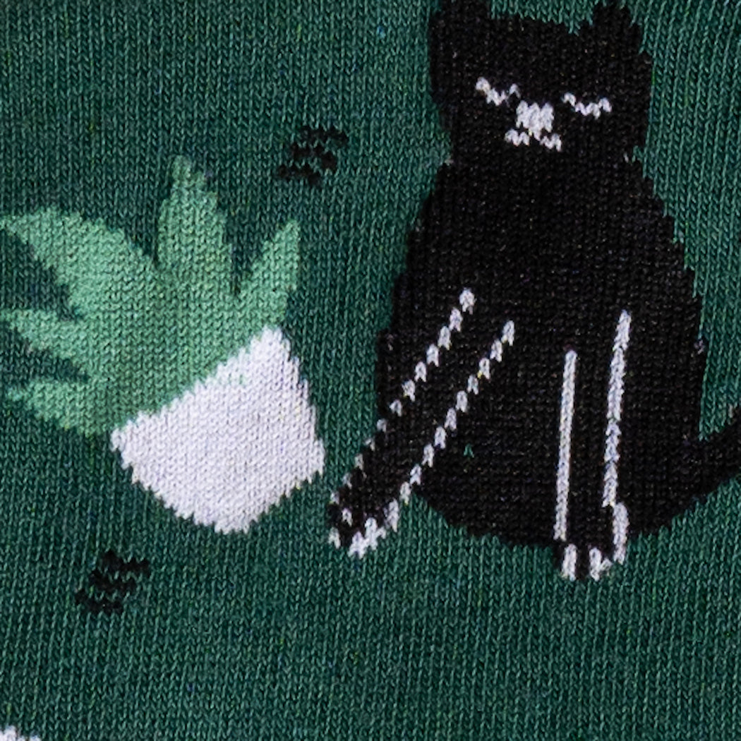 Turn Cuff Crew Socks I Love Cats & Books