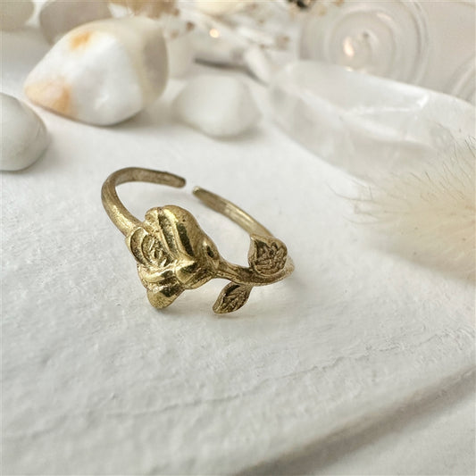 Beaumont Rose Ring in Raw Brass