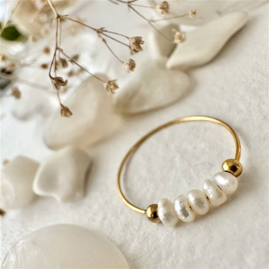 LaPaz Beaded Pearl Ring in Gold