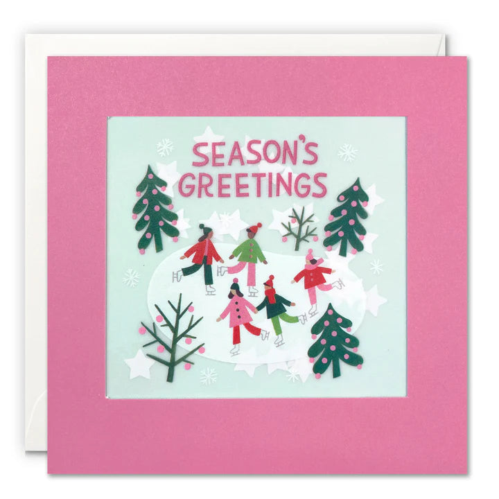 Pink Ice Skating Christmas Card