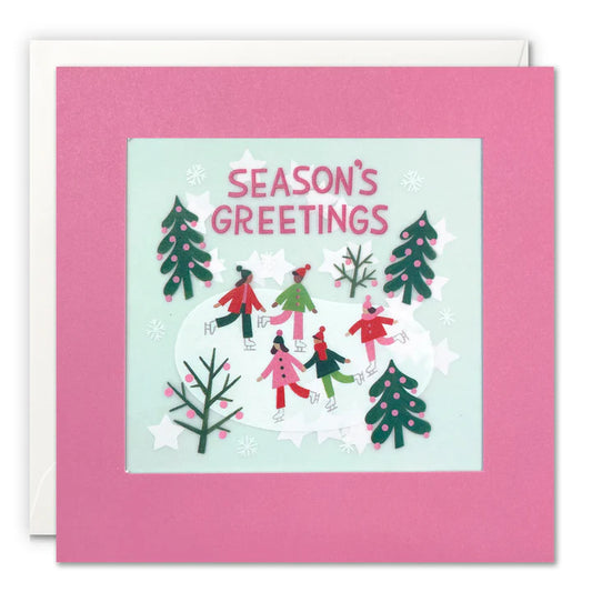 Pink Ice Skating Christmas Card