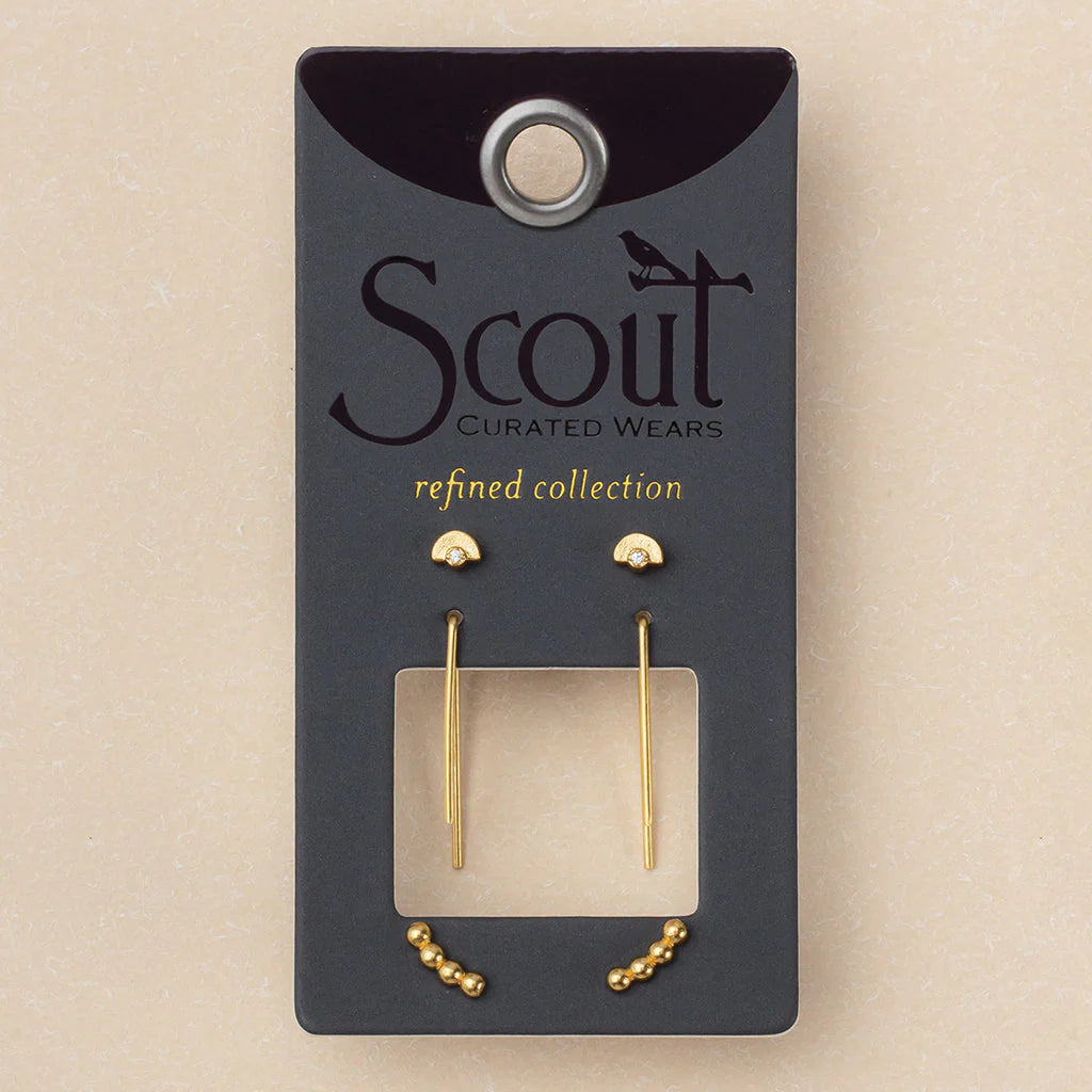Refined Stud Trio Venus Gold
