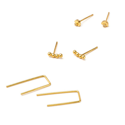 Refined Stud Trio Venus Gold