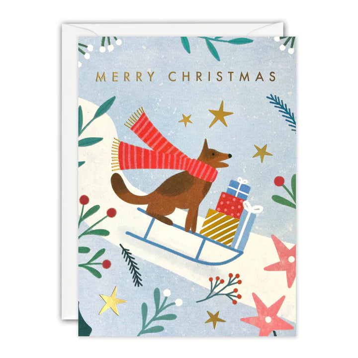 Sledging Dog Mini Christmas Card