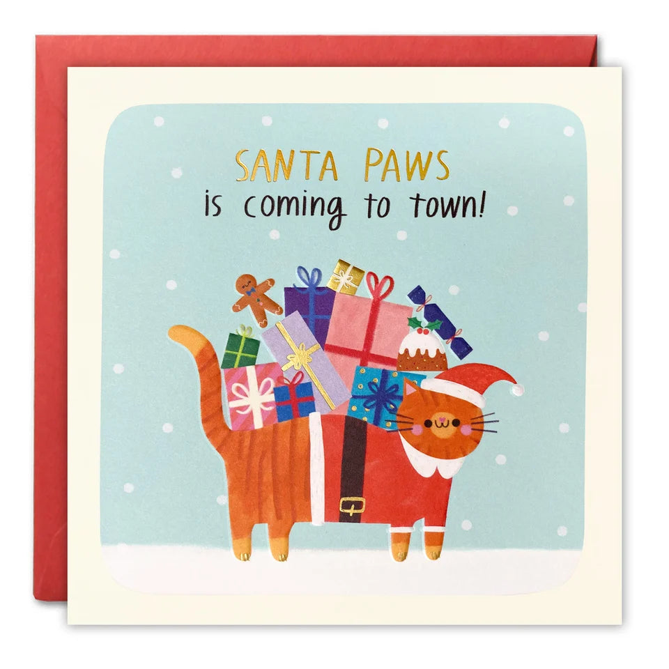 Santa Paws Cat Christmas Card