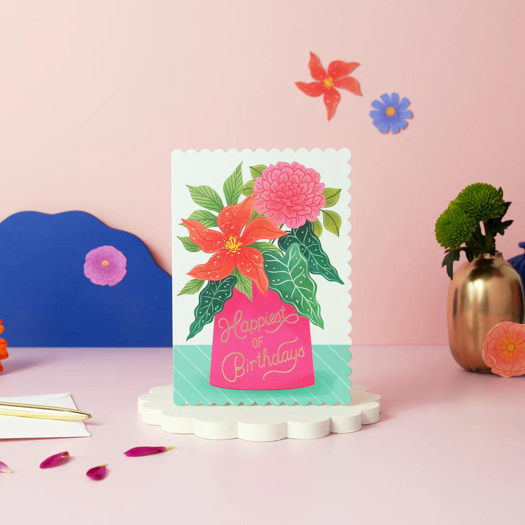 Happiest of Birthdays Vase Card