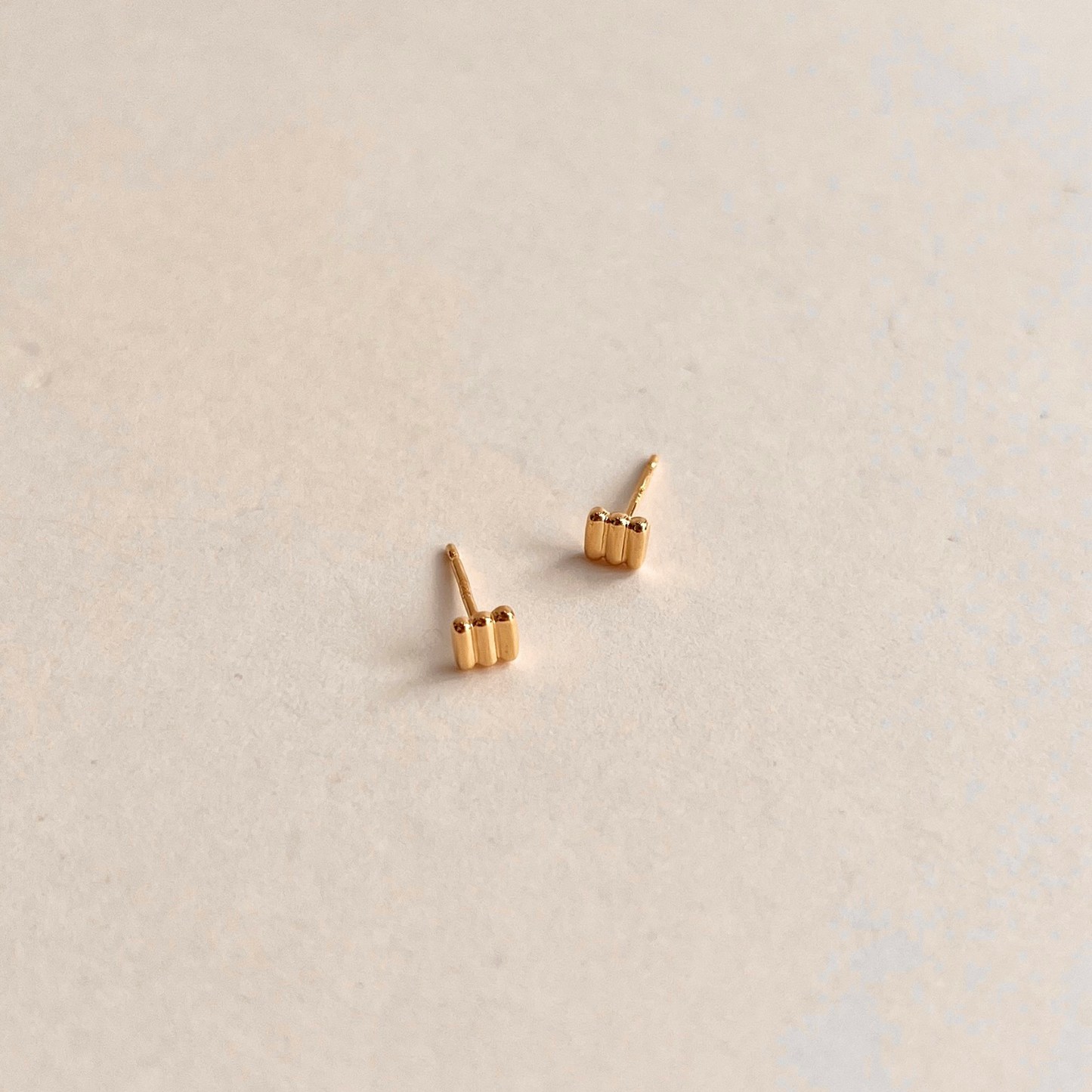 Ridged Square Stud Earrings