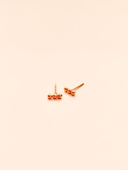 Row of 3 Tiny Balls Stud Earrings