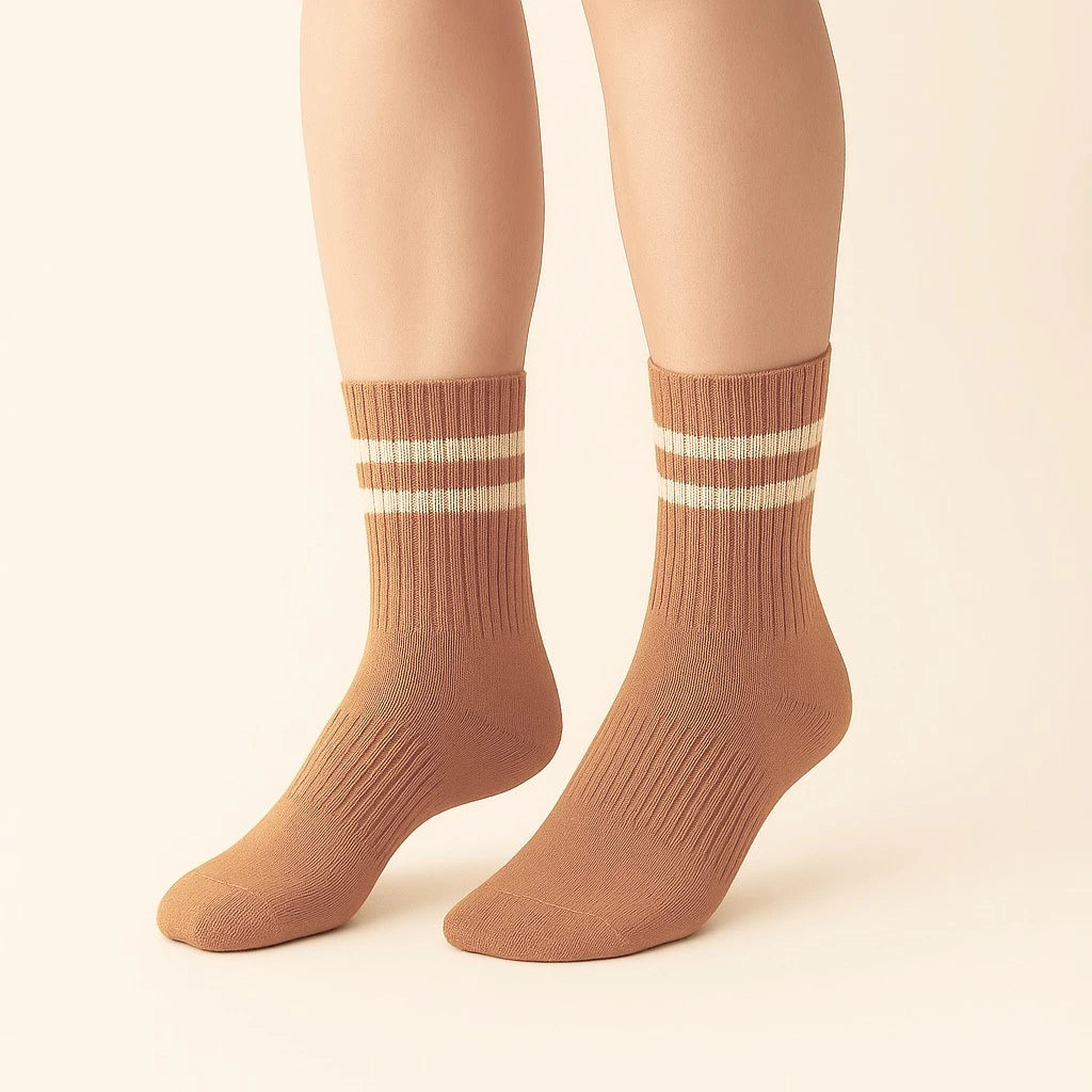 Bettega Classic Crew Socks with Stripe Detail (3 pack) Barista Palette