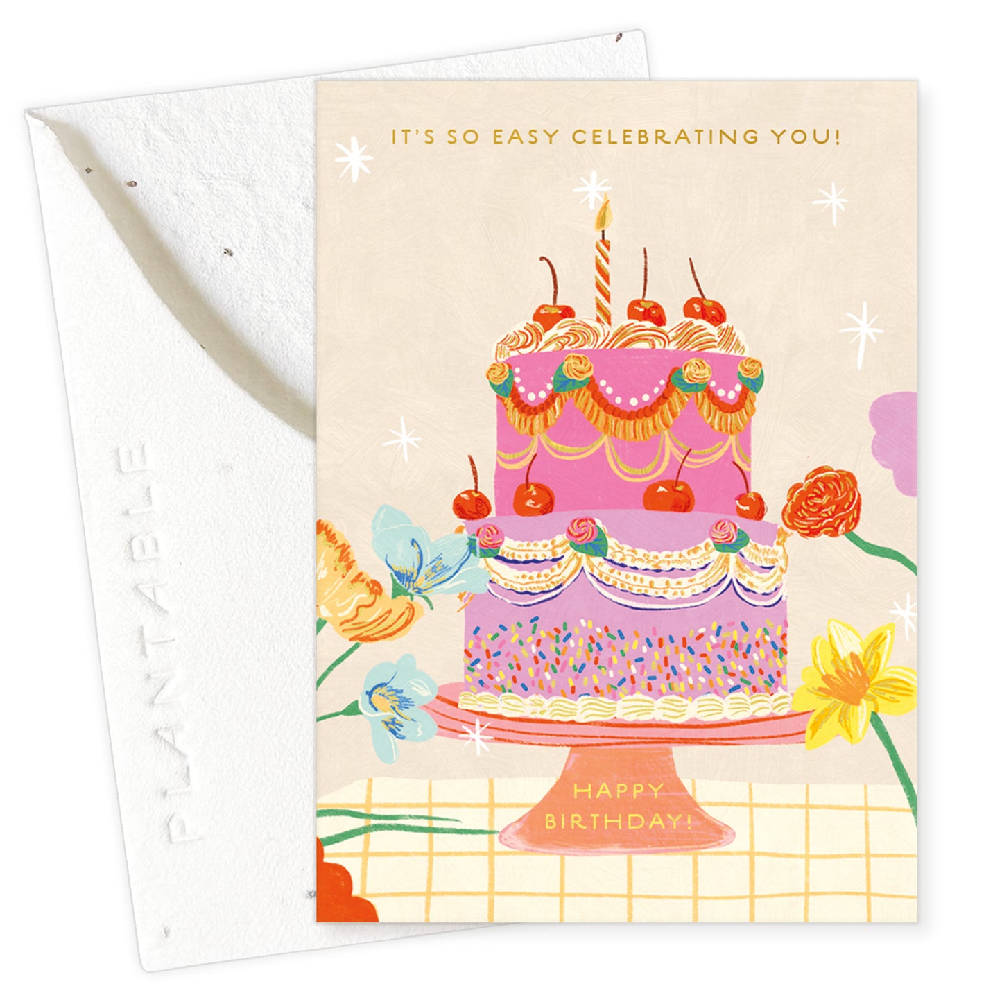 Cherry Cake Wedding Mini Greeting Card