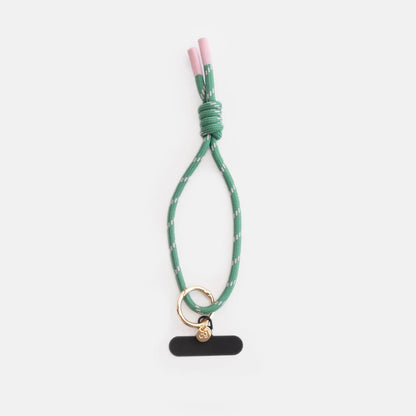 Green And Pink Cord Short Phone Strap