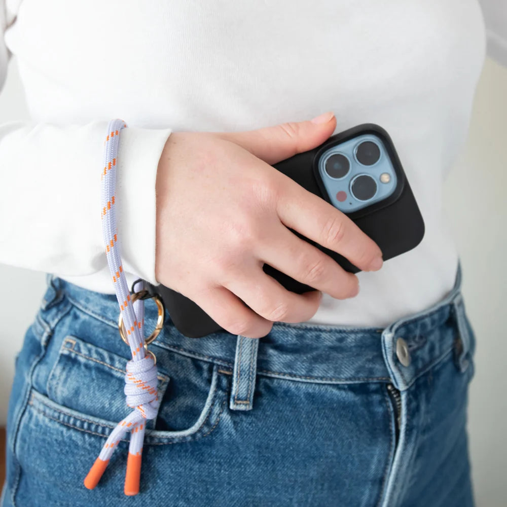 Lilac And Orange Cord Short Phone Strap
