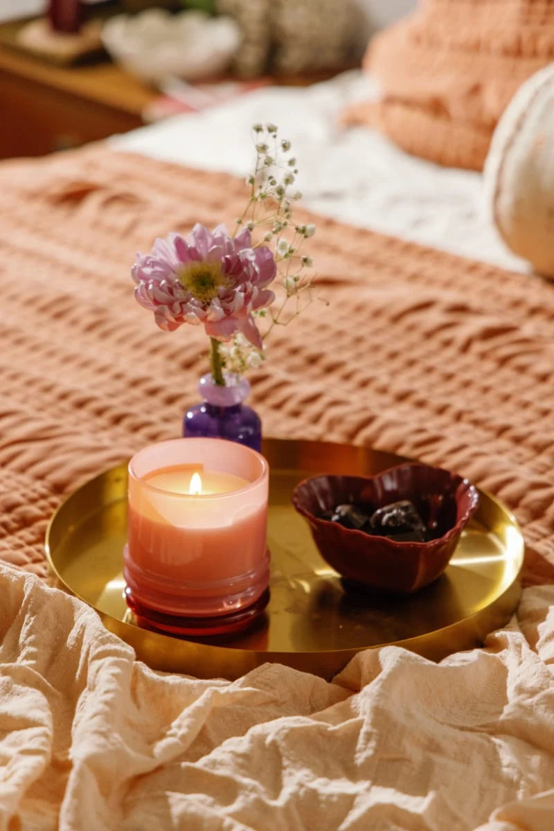 Stacked Candle Saffron Rose 7oz