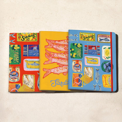 Blue Sardine Tin Three Notebook Set