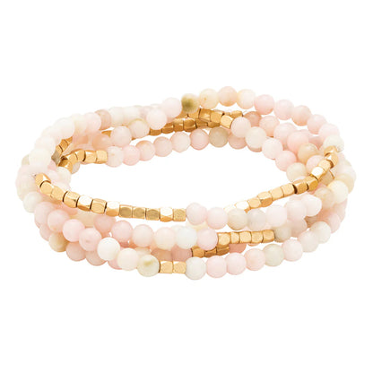 Stone Wrap Bracelet + Necklace Pink Opal Gold - Stone Of Renewal