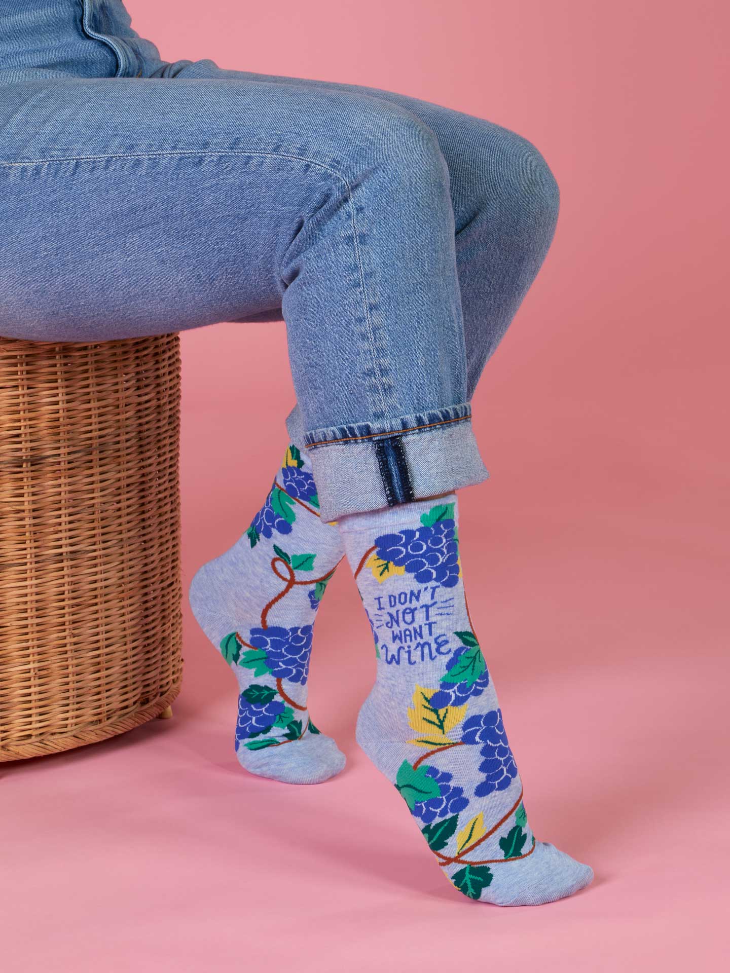 Women's Crew Socks Don't Not Want Wine