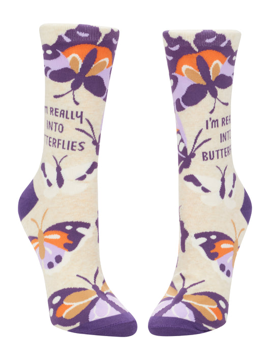 Women's Crew Socks Really Into Butterflies