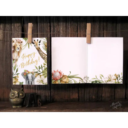 Safari Animal Birthday Greeting Card