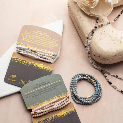 Stone Wrap Bracelet + Necklace Pink Opal Gold - Stone Of Renewal