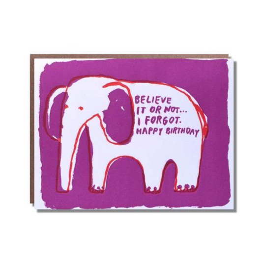 Elephant Late Birthday Card