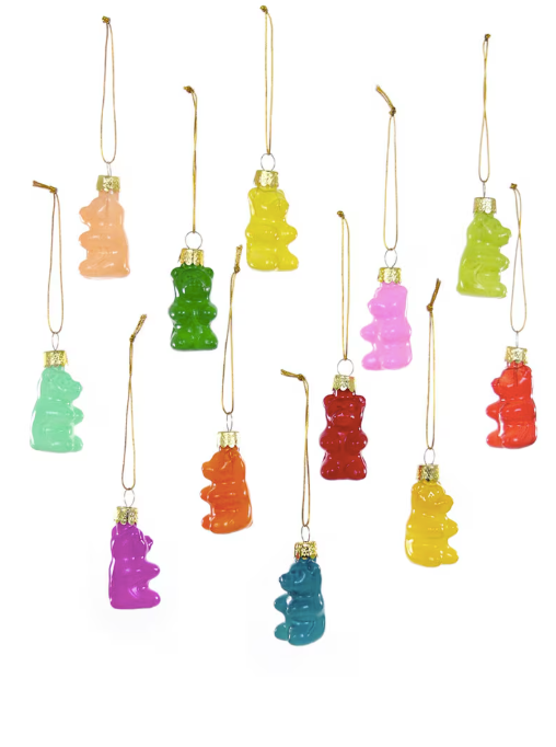 Rainbow Gummy Bear Glass Ornament