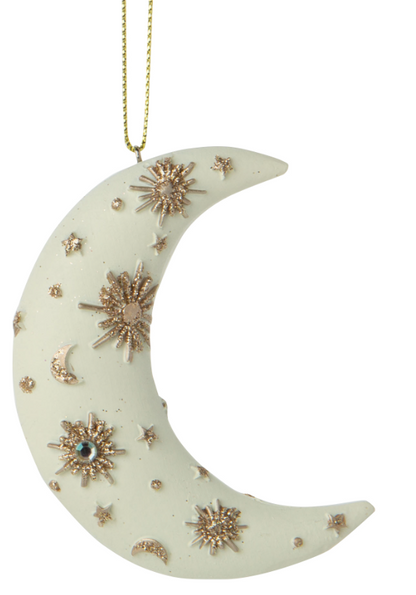 Painted Resin Crescent Moon Ornament