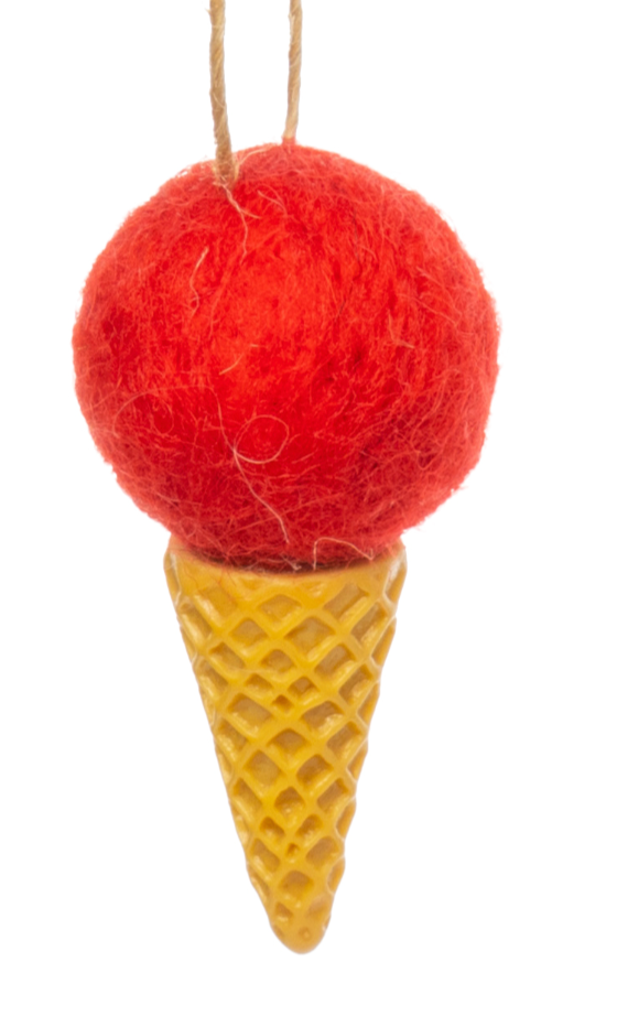 F38 - Mini Felt Ice Cream Cone Ornament