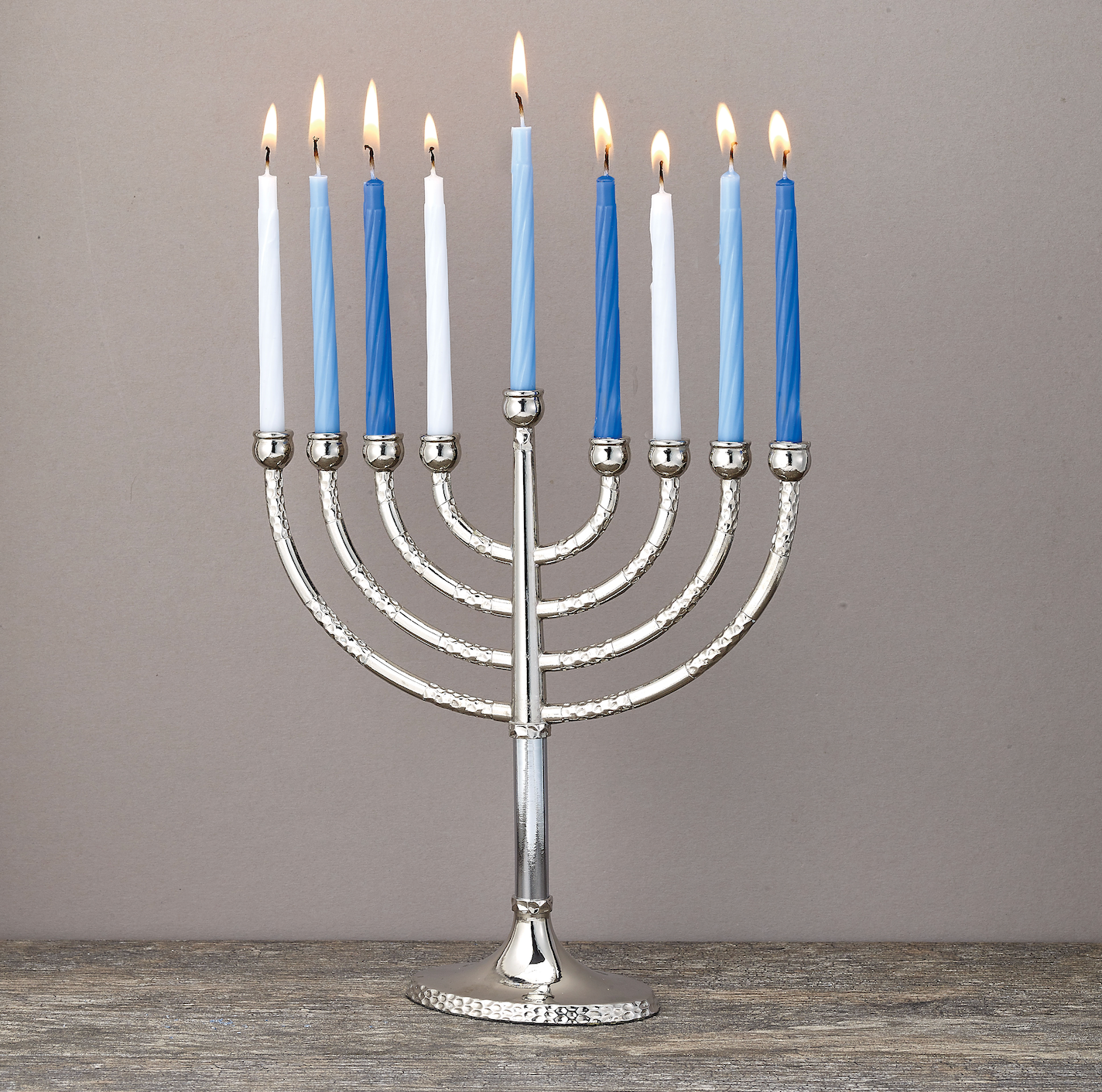 Classic Elegance Menorah With Hammered Accents