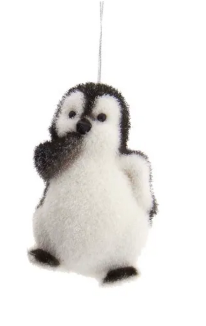 Flocked Penguin Ornament