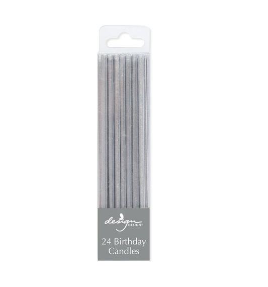 Thin Silver Birthday Candles