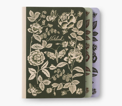 Assorted Set of 3 English Rose Notebooks