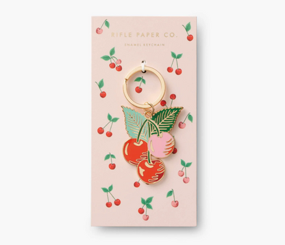 Cherries Enamel Keychain