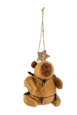 Felt Capybara With String Light Or Santa Outfit Ornament