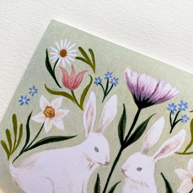Spring Rabbits Art Card