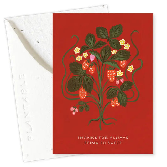 Sweet Strawberry Sprout Mini Greeting Card