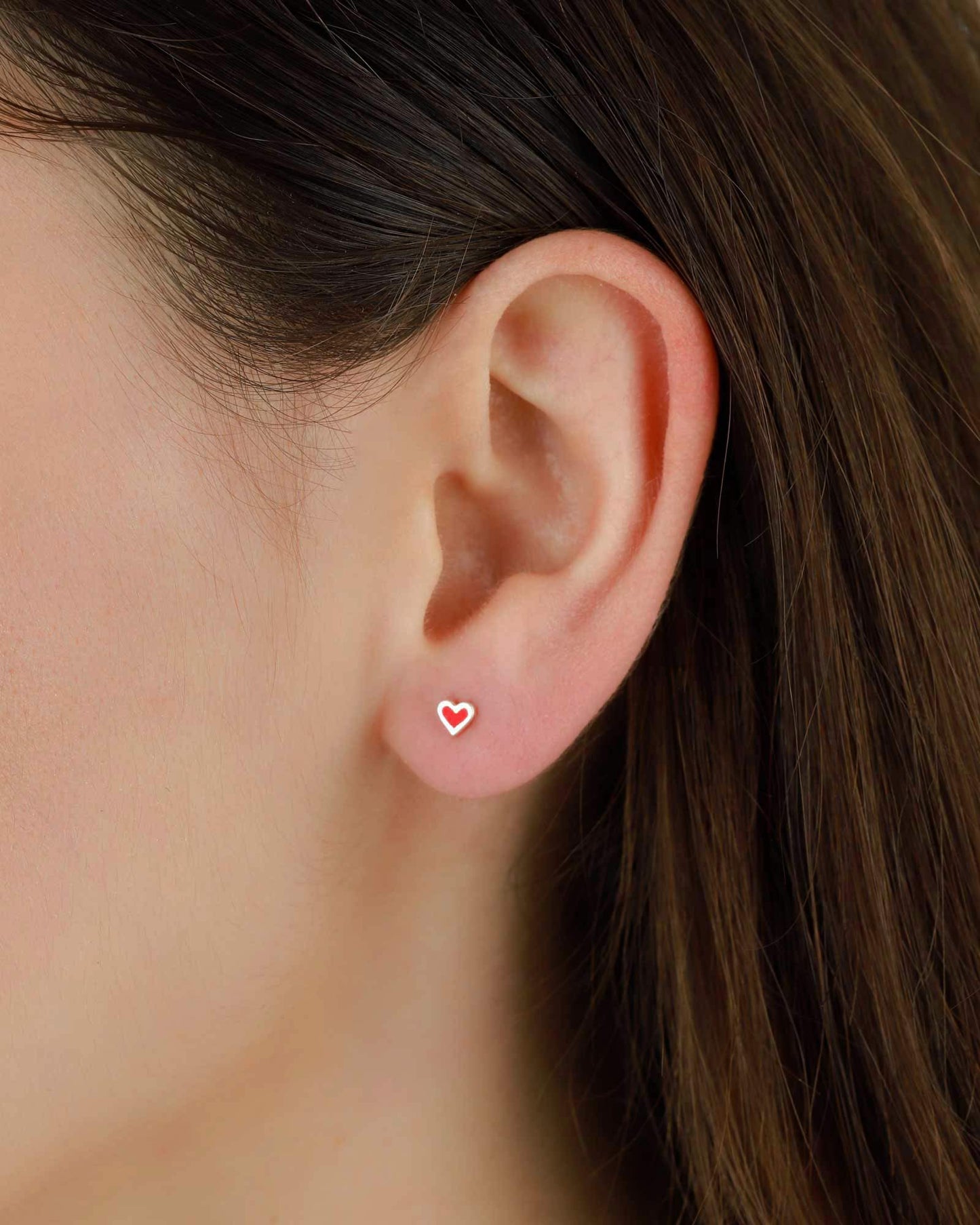 Super Tiny Enamel Heart Stud Earrings