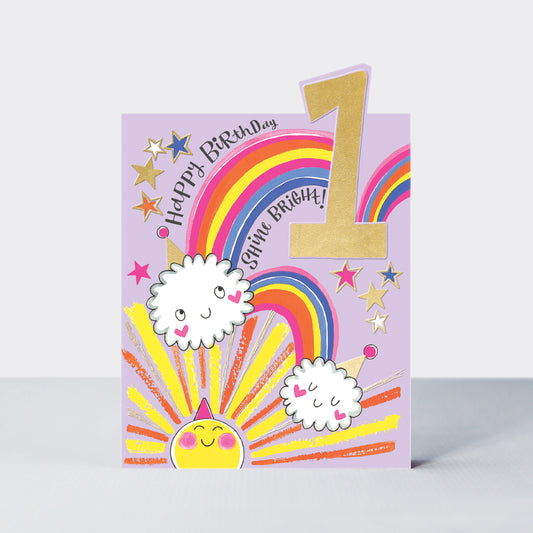 1st Birthday Rainbow Card