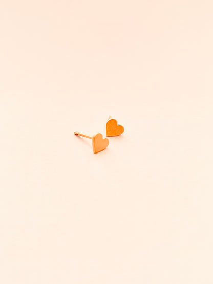 Tiny Heart Stud Brushed 14k Gold Vermeil