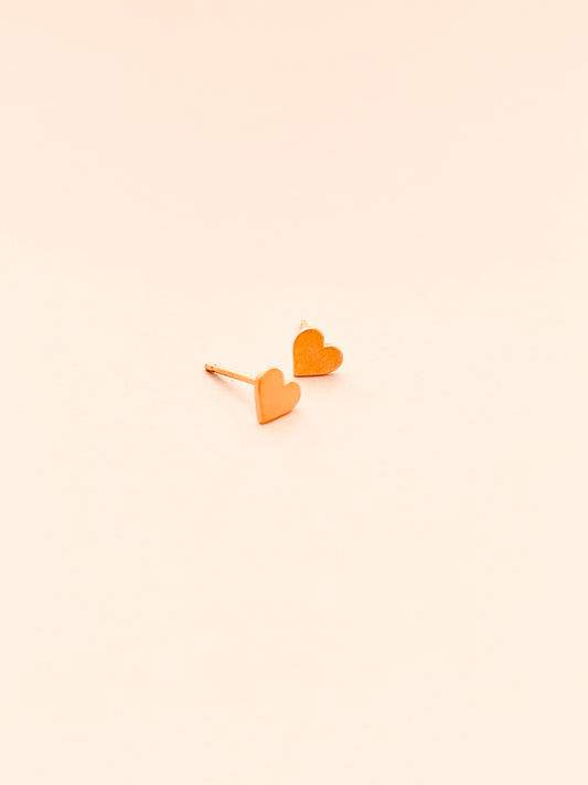 Tiny Heart Stud Brushed 14k Gold Vermeil