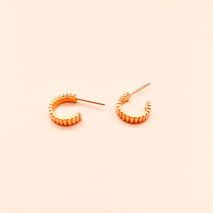 Tiny Ribbed Hook On Post Earrings