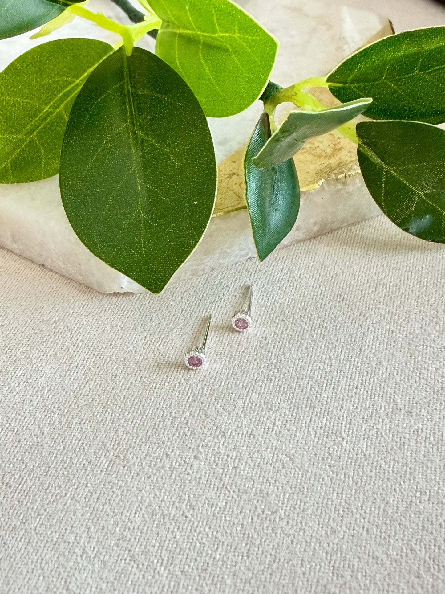 Tiny Round Milgrain-Edge CZ Studs